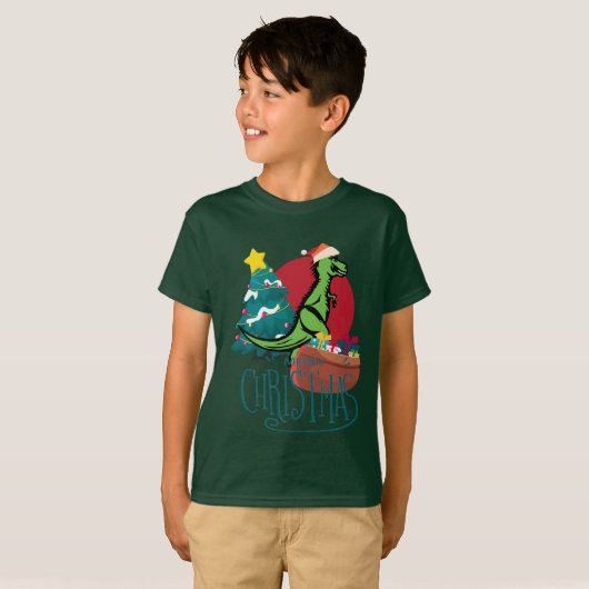Dinosaur Kerstmis T-shirt (Voorkant volledig)