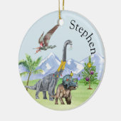 Dinosaur Kerstmis Triceratops Jurassic Kerstmis Keramisch Ornament (Links)