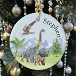 Dinosaur Kerstmis Triceratops Jurassic Kerstmis Keramisch Ornament<br><div class="desc">Dit ontwerp kan op het gebied worden gepersonaliseerd dat door de foto en/of tekst te veranderen wordt verstrekt. Of het kan worden aangepast door te klikken deze Sjabloon personaliseert en dan de klik te kiezen om verdere optie aan te passen en de kleur van de achtergrond te schrappen of te...</div>