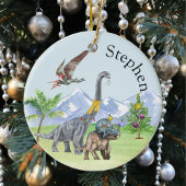 Dinosaur Kerstmis Triceratops Jurassic Kerstmis Keramisch Ornament