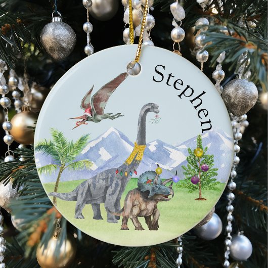 Dinosaur Kerstmis Triceratops Jurassic Kerstmis Keramisch Ornament