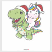 Dinosaur Kerstmis Unicorn Winter T-Rex Dino Sticker (Vel)
