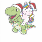 Dinosaur Kerstmis Unicorn Winter T-Rex Dino Sticker (Voorkant)