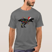 Dinosaur-kerstpyjama familie T Rex-mas Light T-shirt (Voorkant)