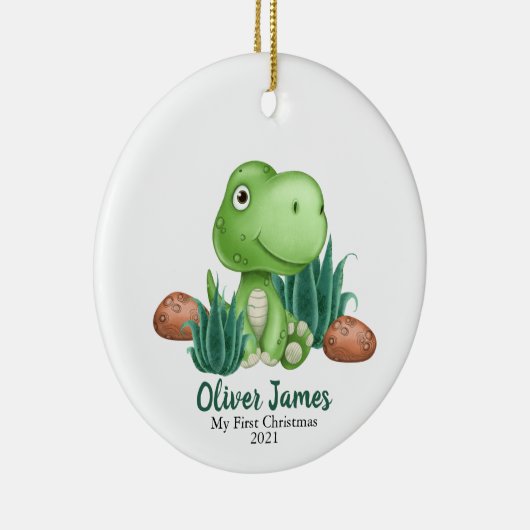 Dinosaur-kerstversiering, eerste kerst keramisch ornament (Rechts)