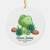 Dinosaur-kerstversiering, eerste kerst keramisch ornament (Voorkant)