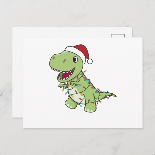 Dinosaur Kerstwinter T-Rex Dino Briefkaart (Voorkant / Achterkant)