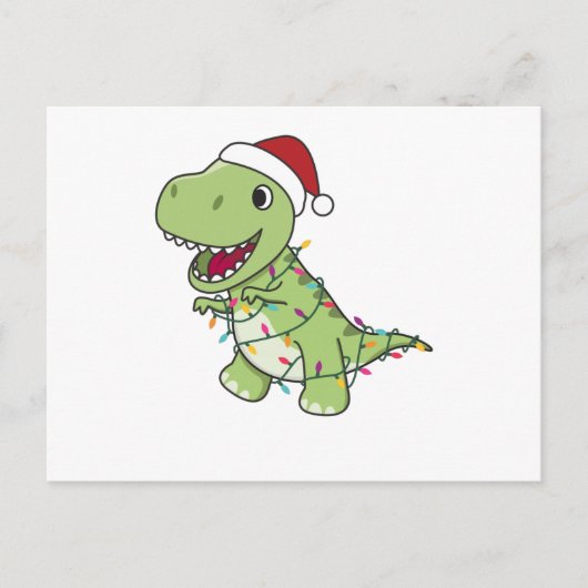 Dinosaur Kerstwinter T-Rex Dino Briefkaart (Voorkant)