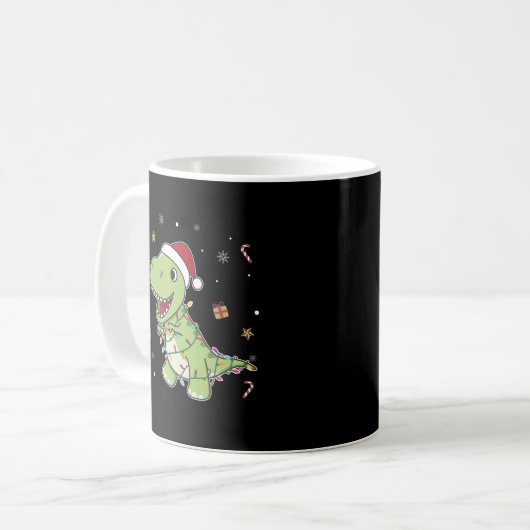 Dinosaur Kerstwinter T-Rex Dino Coffee M Koffiemok (Voorkant links)