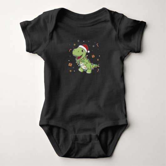 Dinosaur Kerstwinter T-Rex Dino Romper (Voorkant)