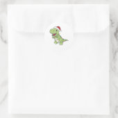 Dinosaur Kerstwinter T-Rex Dino Ronde Sticker (Tas)