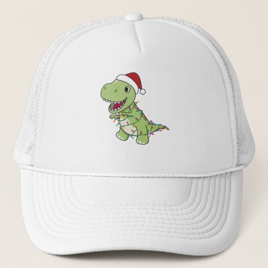 Dinosaur Kerstwinter T-Rex Dino Trucker Pet (Voorkant)