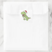 Dinosaur Kerstwinter T-Rex Dino Vierkante Sticker (Tas)