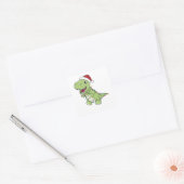 Dinosaur Kerstwinter T-Rex Dino Vierkante Sticker (Envelop)