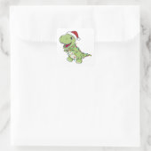 Dinosaur Kerstwinter T-Rex Dino Vierkante Sticker (Tas)