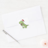 Dinosaur Kerstwinter T-Rex Dino Vierkante Sticker (Envelop)