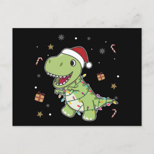Dinosaur kerstwinter winter T-Rex Briefkaart