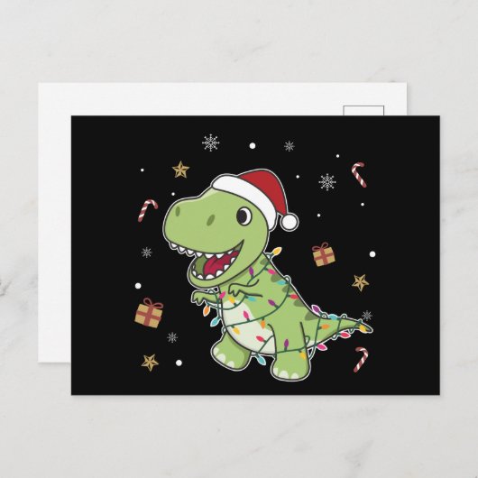 Dinosaur kerstwinter winter T-Rex Briefkaart (Voorkant / Achterkant)