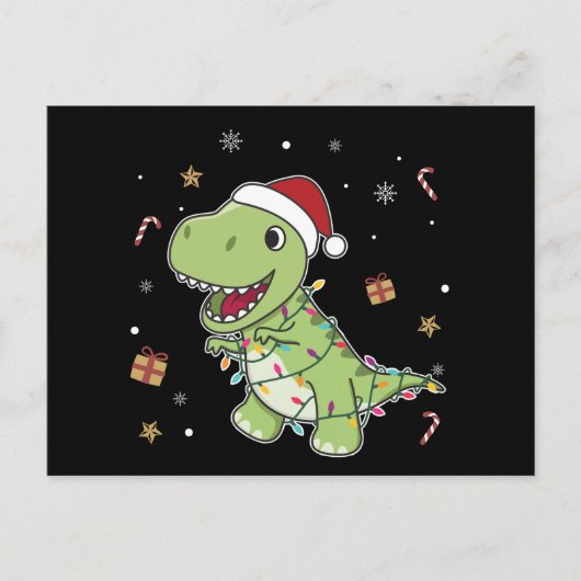 Dinosaur kerstwinter winter T-Rex Briefkaart (Voorkant)