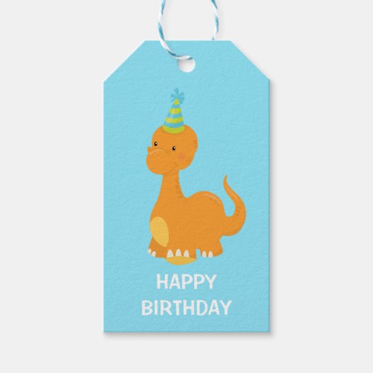 Dinosaur Kids Birthday Cadeaulabel (Voorkant)