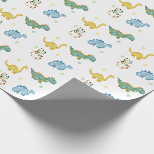 Dinosaur Kids Birthday Cadeaupapier (Hoek)