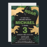 Dinosaur Kids Birthday Dino Gold Trex Boy Kaart<br><div class="desc">Dit dinosaurusontwerp is geweldig voor de verjaardagsjongen in je leven. Geef ze een dino-mijt dag met dit dino-ontwerp met een trex,  triceratops,  brontosaurus en raptor.</div>