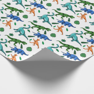 Dinosaur Kids Birthday Dino Prehistorische Jurassi Cadeaupapier