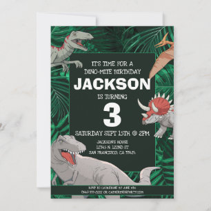 Dinosaur Kids Birthday Dino Trex Boy Kaart