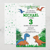 Dinosaur Kids Birthday Dino Trex Boy Kaart (Voorkant / Achterkant)