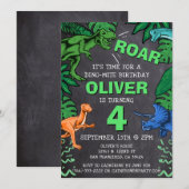 Dinosaur Kids Birthday Dino Trex Chalkboard Boy Kaart (Voorkant / Achterkant)