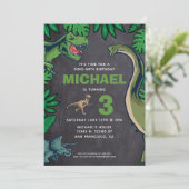 Dinosaur Kids Birthday Dino Trex Chalkboard Boy Kaart (Staand voorkant)