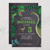 Dinosaur Kids Birthday Dino Trex Chalkboard Boy Kaart (Voorkant / Achterkant)