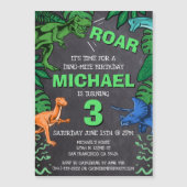 Dinosaur Kids Birthday Dino Trex Chalkboard Boy Magnetische Uitnodiging (Voorkant)