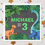 Dinosaur Kids Birthday Dino Trex Prehistorische Bo Servet<br><div class="desc">Dit dinosaurusontwerp is geweldig voor de verjaardagsjongen in je leven. Geef ze een dino-mijt dag met dit dino-ontwerp met een trex,  triceratops,  brontosaurus en raptor.</div>