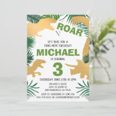 Dinosaur Kids Birthday Gold Dinos Trex Boy Kaart (Staand voorkant)