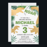 Dinosaur Kids Birthday Gold Dinos Trex Boy Kaart<br><div class="desc">Dit dinosaurusontwerp is geweldig voor de verjaardagsjongen in je leven. Geef ze een dino-mijt dag met dit dino-ontwerp met een trex,  triceratops,  brontosaurus en raptor.</div>