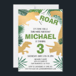 Dinosaur Kids Birthday Gold Dinos Trex Boy Kaart<br><div class="desc">Dit dinosaurusontwerp is geweldig voor de verjaardagsjongen in je leven. Geef ze een dino-mijt dag met dit dino-ontwerp met een trex,  triceratops,  brontosaurus en raptor.</div>