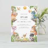 Dinosaur Kids Birthday Party Invitation Kaart (Staand voorkant)