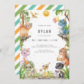 Dinosaur Kids Birthday Party Invitation Kaart (Voorkant / Achterkant)