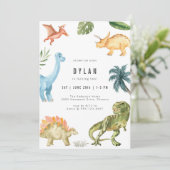 Dinosaur Kids Birthday Party Invitation Kaart (Staand voorkant)