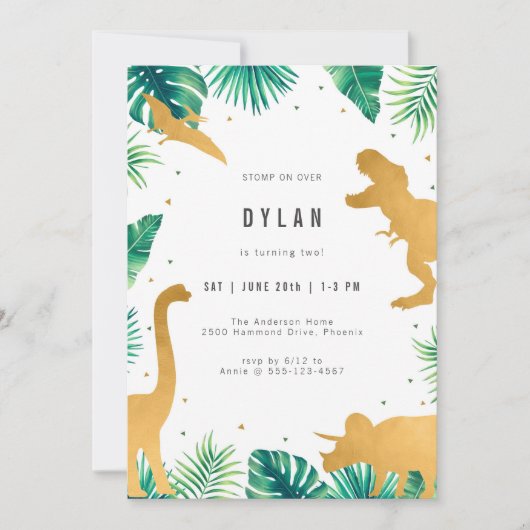 Dinosaur Kids Birthday Party Invitation Kaart (Voorkant)
