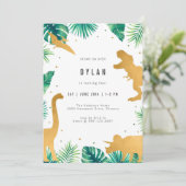 Dinosaur Kids Birthday Party Invitation Kaart (Staand voorkant)