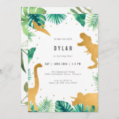 Dinosaur Kids Birthday Party Invitation Kaart (Voorkant / Achterkant)