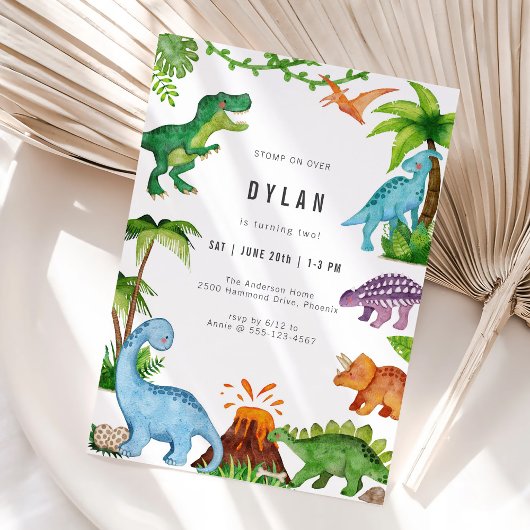 Dinosaur Kids Birthday Party Invitation Kaart