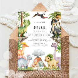 Dinosaur Kids Birthday Party Invitation Kaart