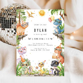 Dinosaur Kids Birthday Party Invitation Kaart