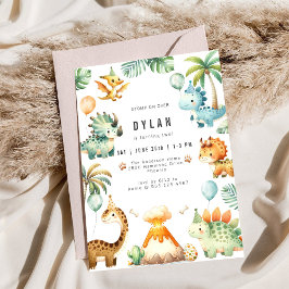 Dinosaur Kids Birthday Party Invitation Kaart