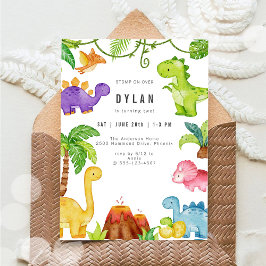 Dinosaur Kids Birthday Party Invitation Kaart