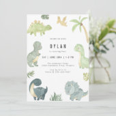 Dinosaur Kids Birthday Party Invitation Kaart (Staand voorkant)