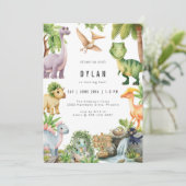 Dinosaur Kids Birthday Party Invitation Kaart (Staand voorkant)